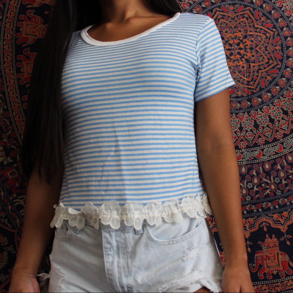 Blue and white striped shirt
